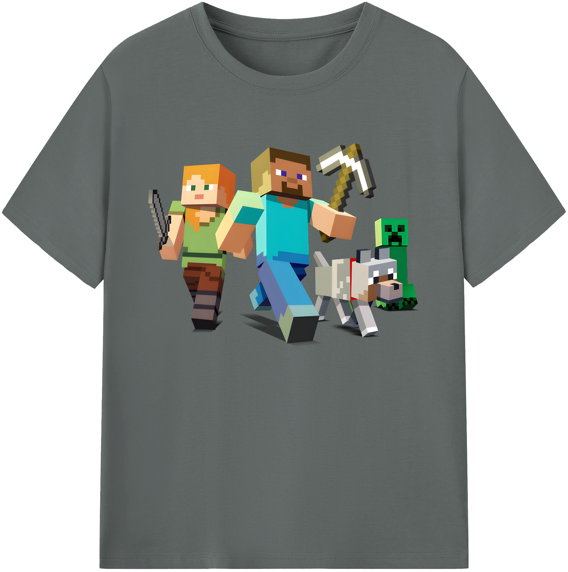 （画像用） マインクラフト ブロックの世界 Minecraft MC Block world 綿100％ メンズ半袖Tシャツ｜肌触りやわらか＆通気性